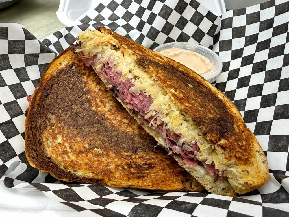 A freshly grilled Reuben from Doza Rizen Cafe